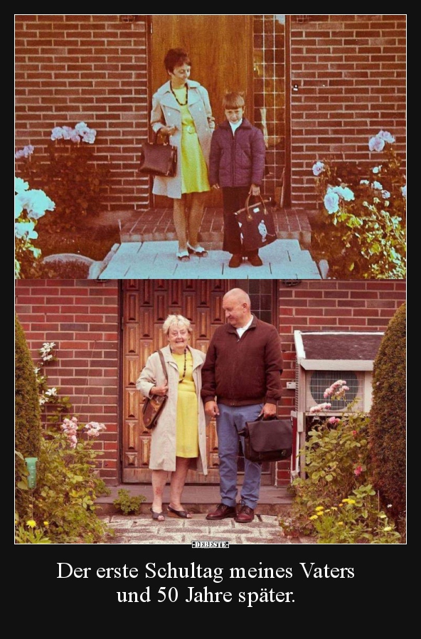 Der erste Schultag meines Vaters und 50 Jahre später... - Lustige Bilder | DEBESTE.de
