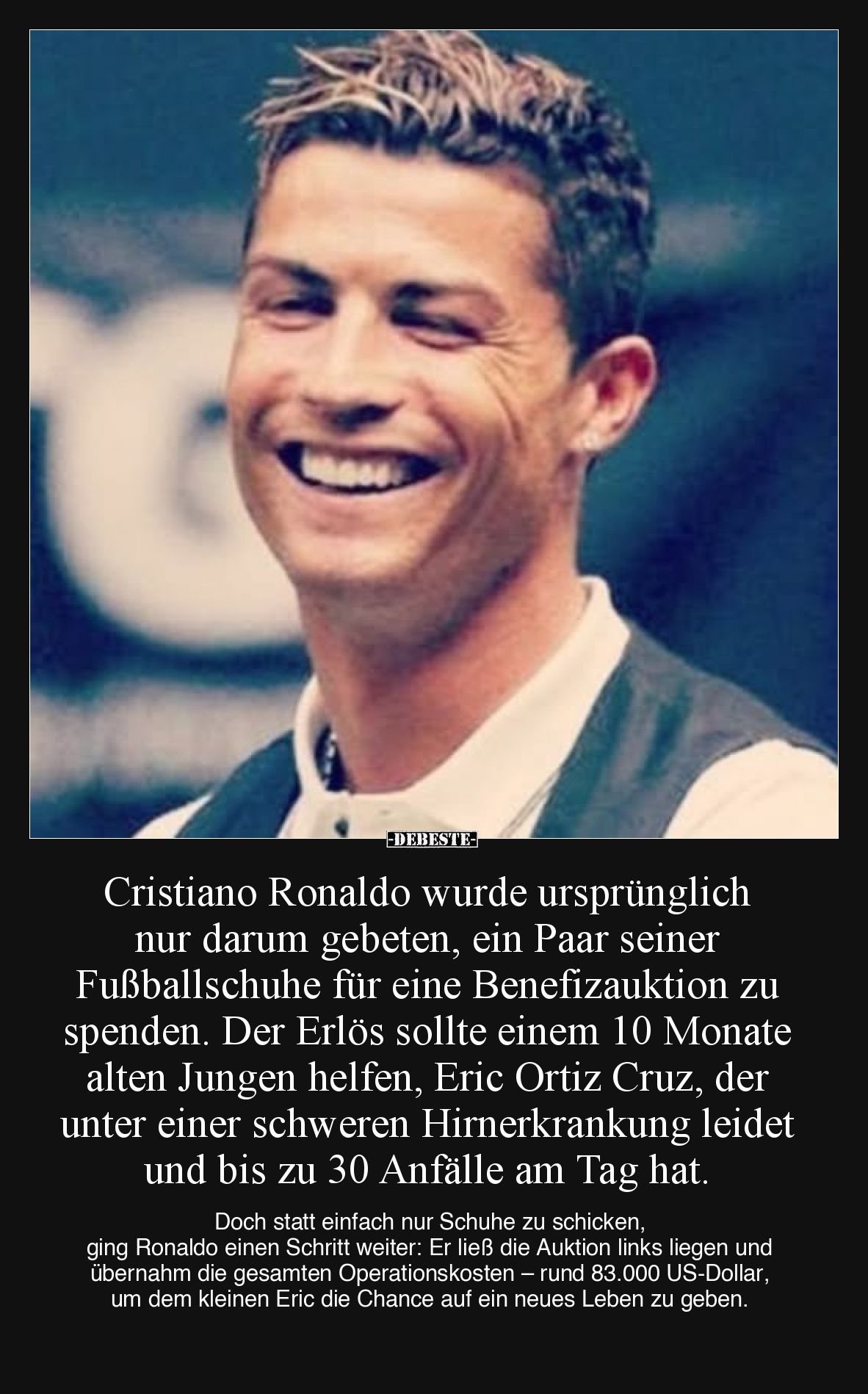 Cristiano Ronaldo wurde ursprünglich nur darum gebeten, ein Paar seiner Fußballschuhe für eine Benefizauktion zu spenden. Der...