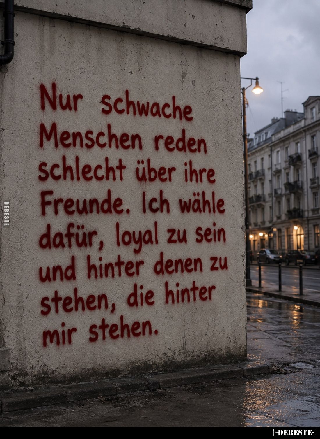 Nur schwache Menschen reden schlecht über ihre Freunde. Ich wähle dafür, loyal zu sein und hinter denen zu stehen, die hinter...
