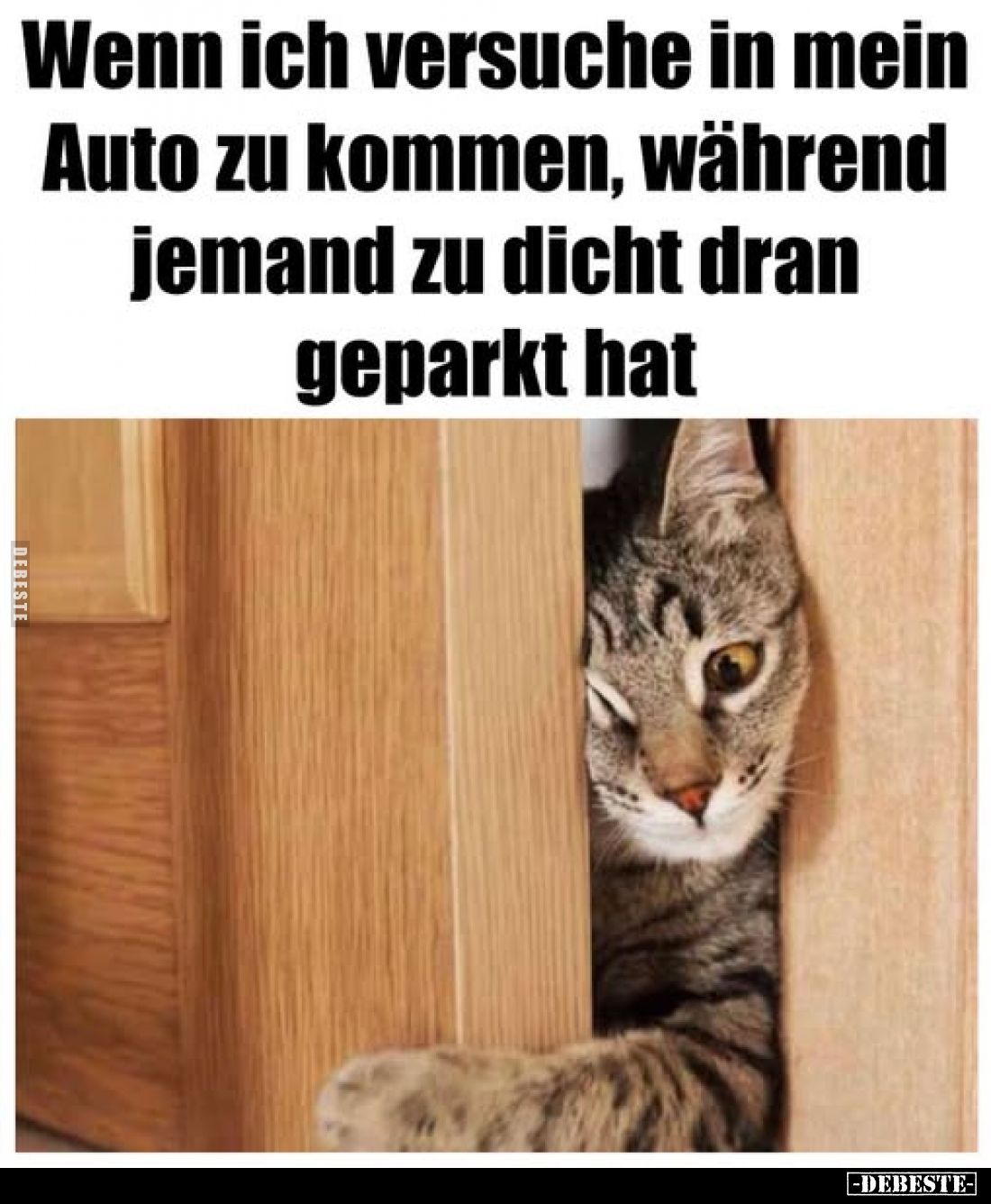 Wenn ich versuche in mein Auto zu kommen, während jemand zu dicht dran geparkt hat.