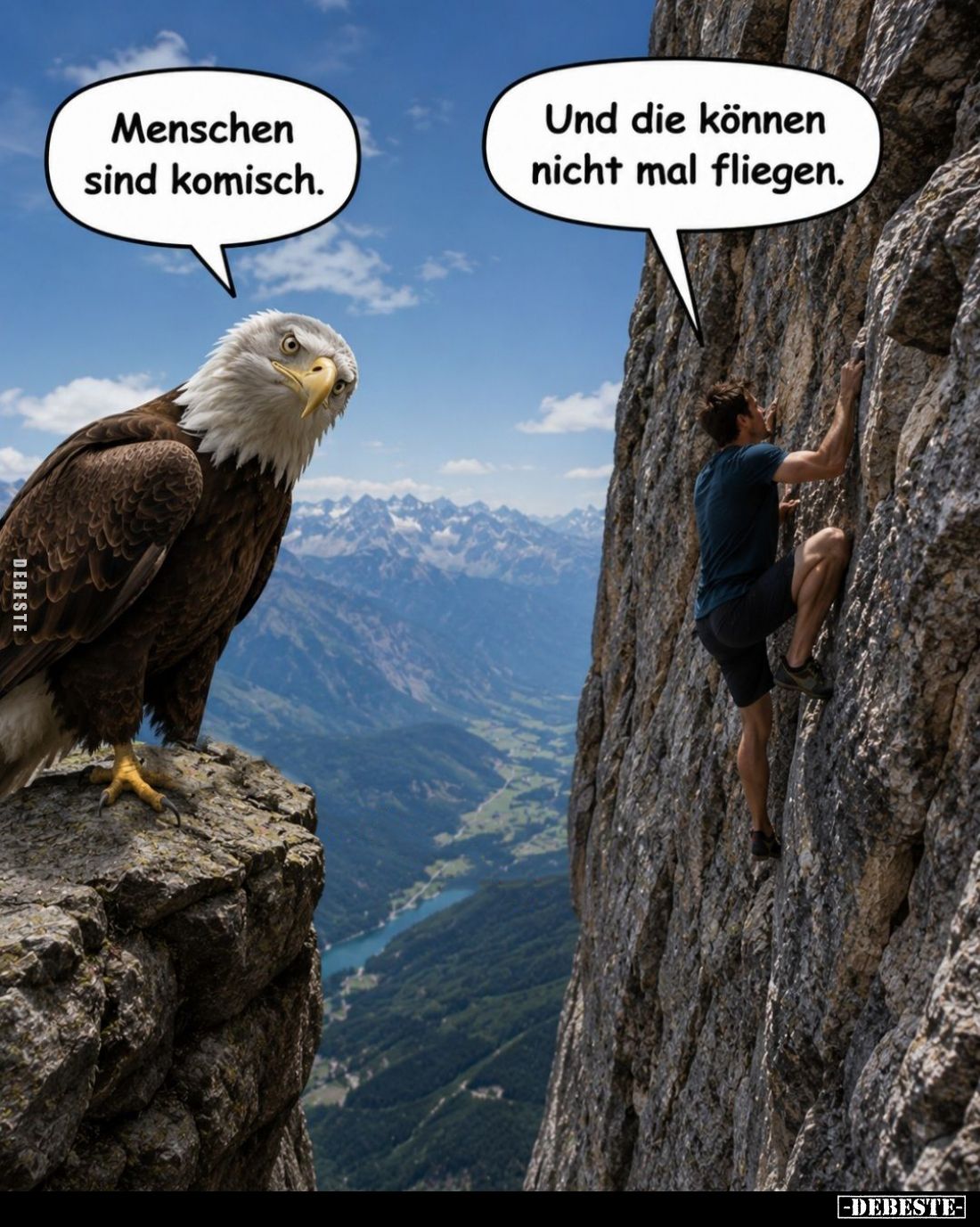 Menschen sind komisch. -
Und die können nicht mal fliegen.