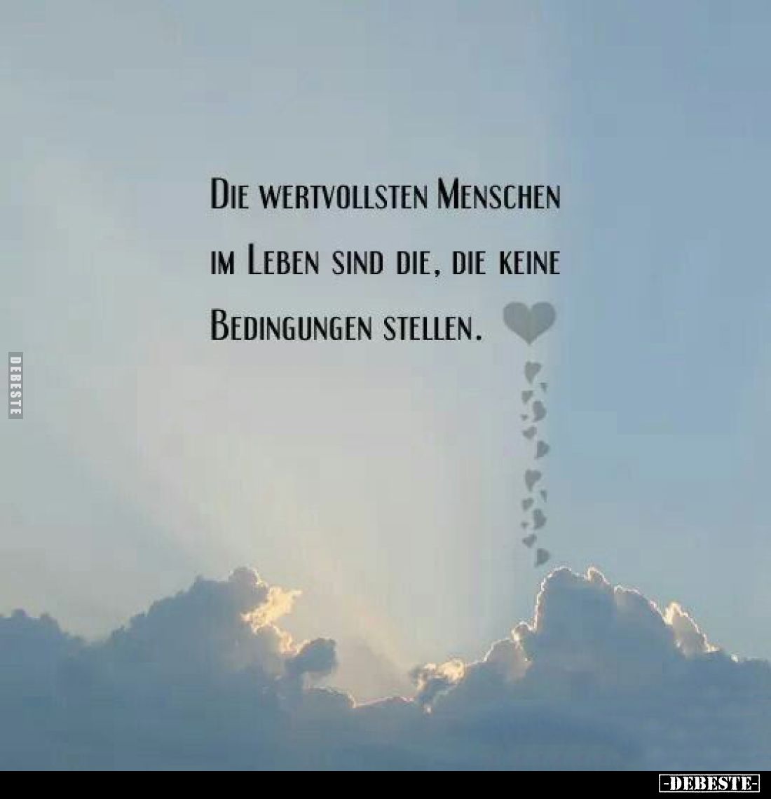 Die wertvollsten Menschen im Leben sind die, die keine Bedingungen stellen.