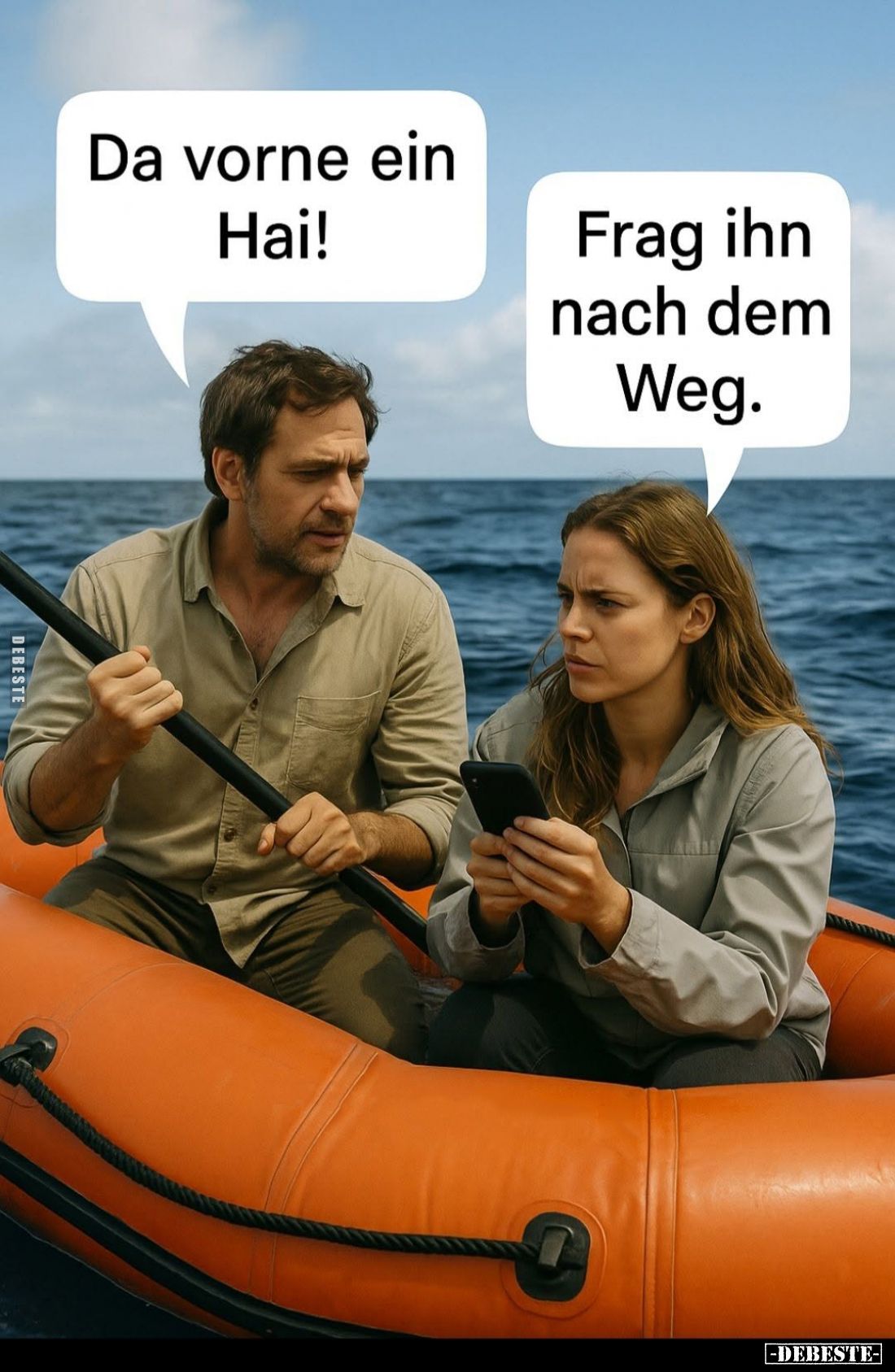 Da vorne ein Hai! -
Frag ihn nach dem Weg.