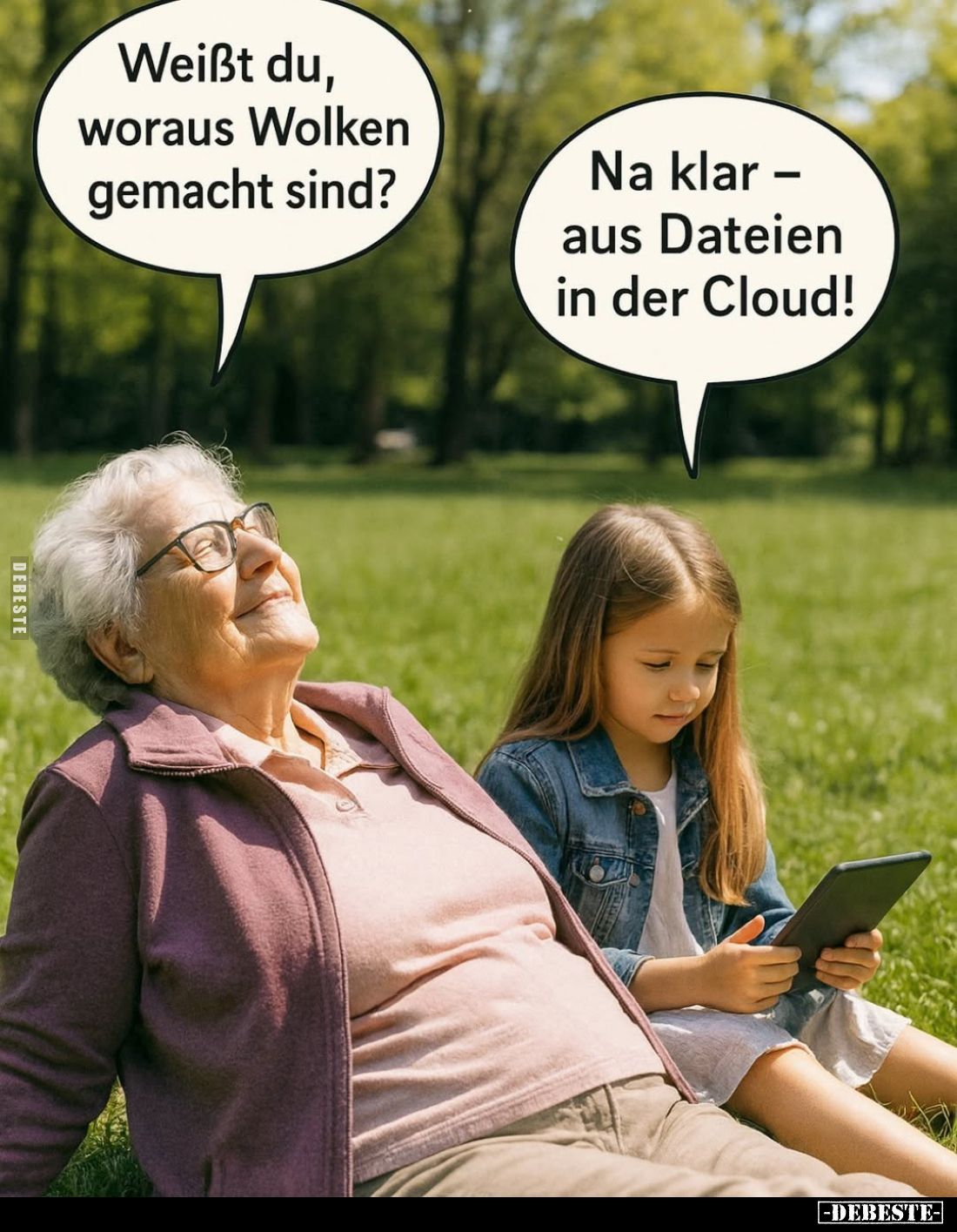 Weißt du, woraus Wolken gemacht sind? -
Na klar - aus Dateien in der Cloud!