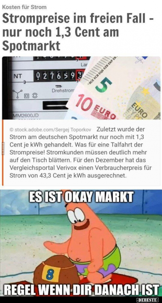 Strompreise im freien Fall - nur noch 1,3 Cent am.. - Lustige Bilder | DEBESTE.de
