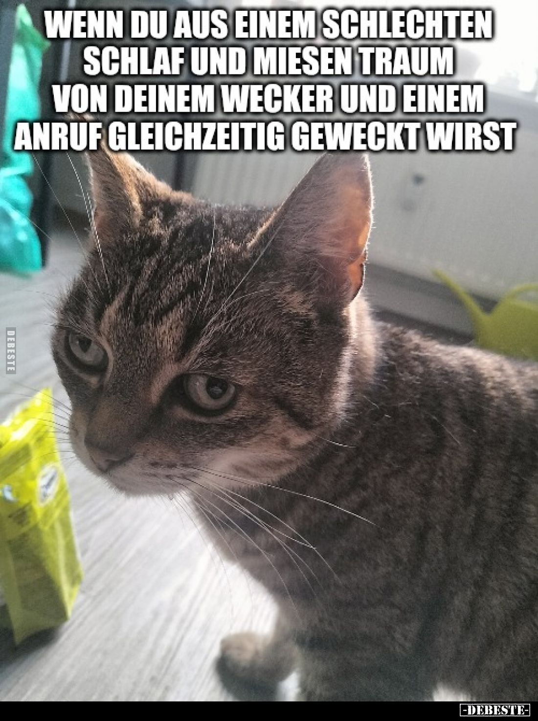 Wenn du aus einem schlechten Schlaf und miesen Traum von deinem Wecker und einem Anruf gleichzeitig geweckt wirst