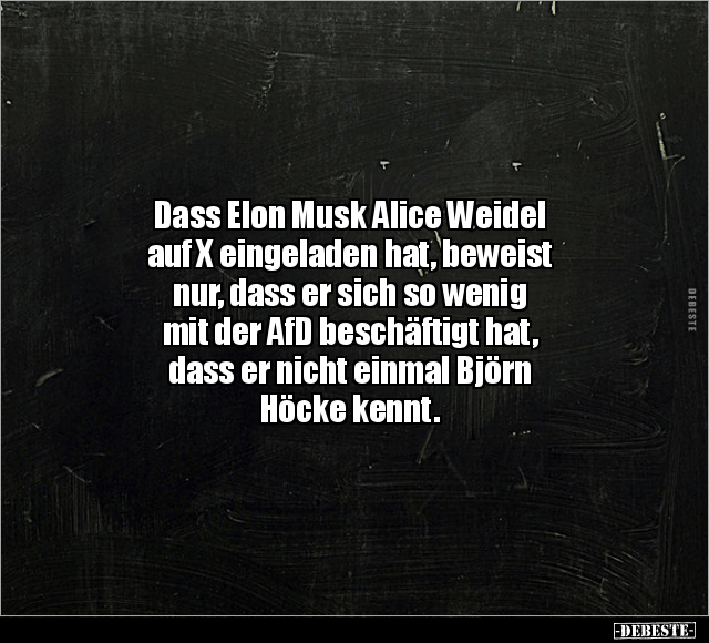 Dass Elon Musk Alice Weidel auf X eingeladen hat.. - Lustige Bilder | DEBESTE.de