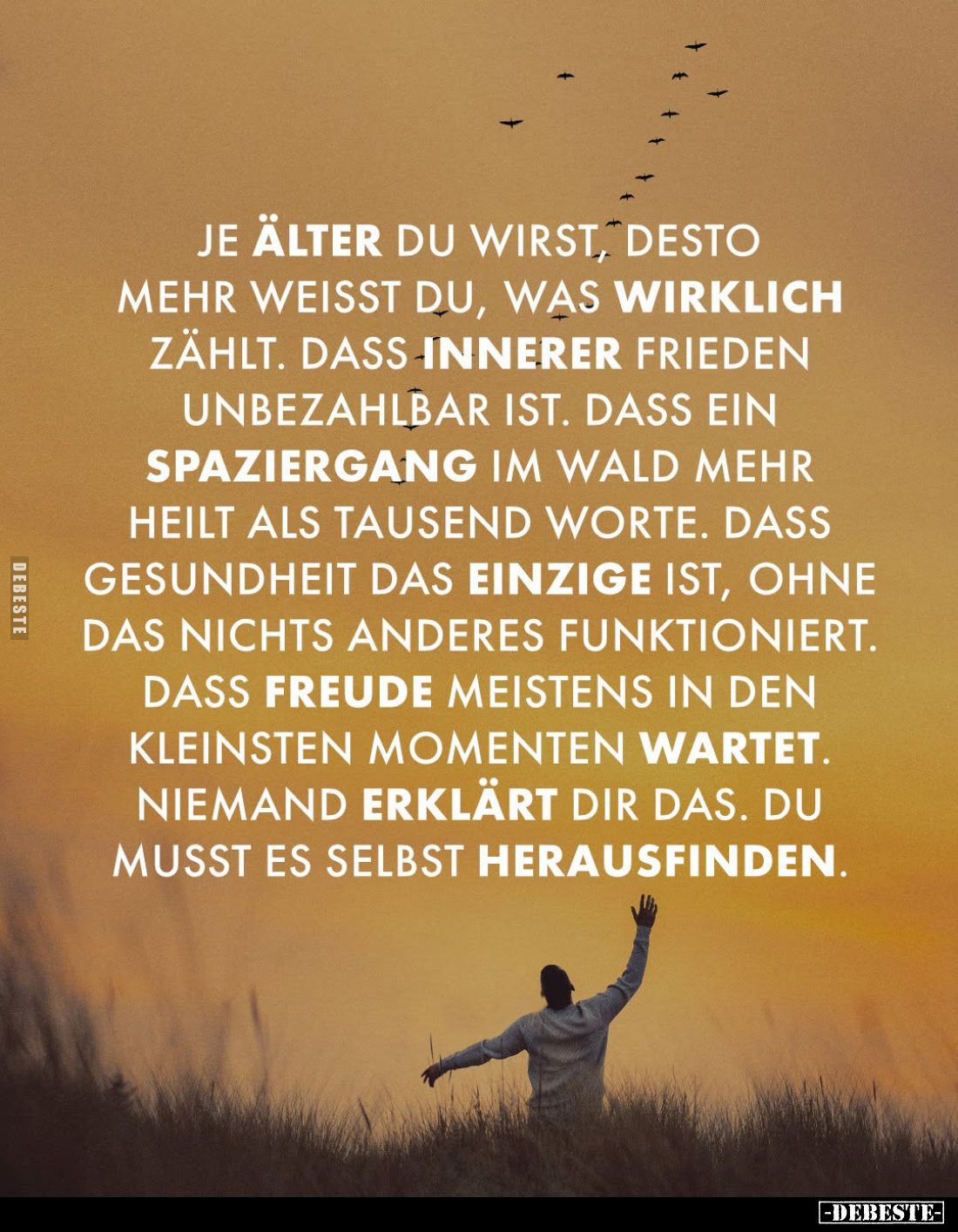 Je älter du wirst, desto mehr weisst du, was wirklich zählt. Dass innerer Frieden unbezahlbar ist. Dass ein Spaziergang im Wa...