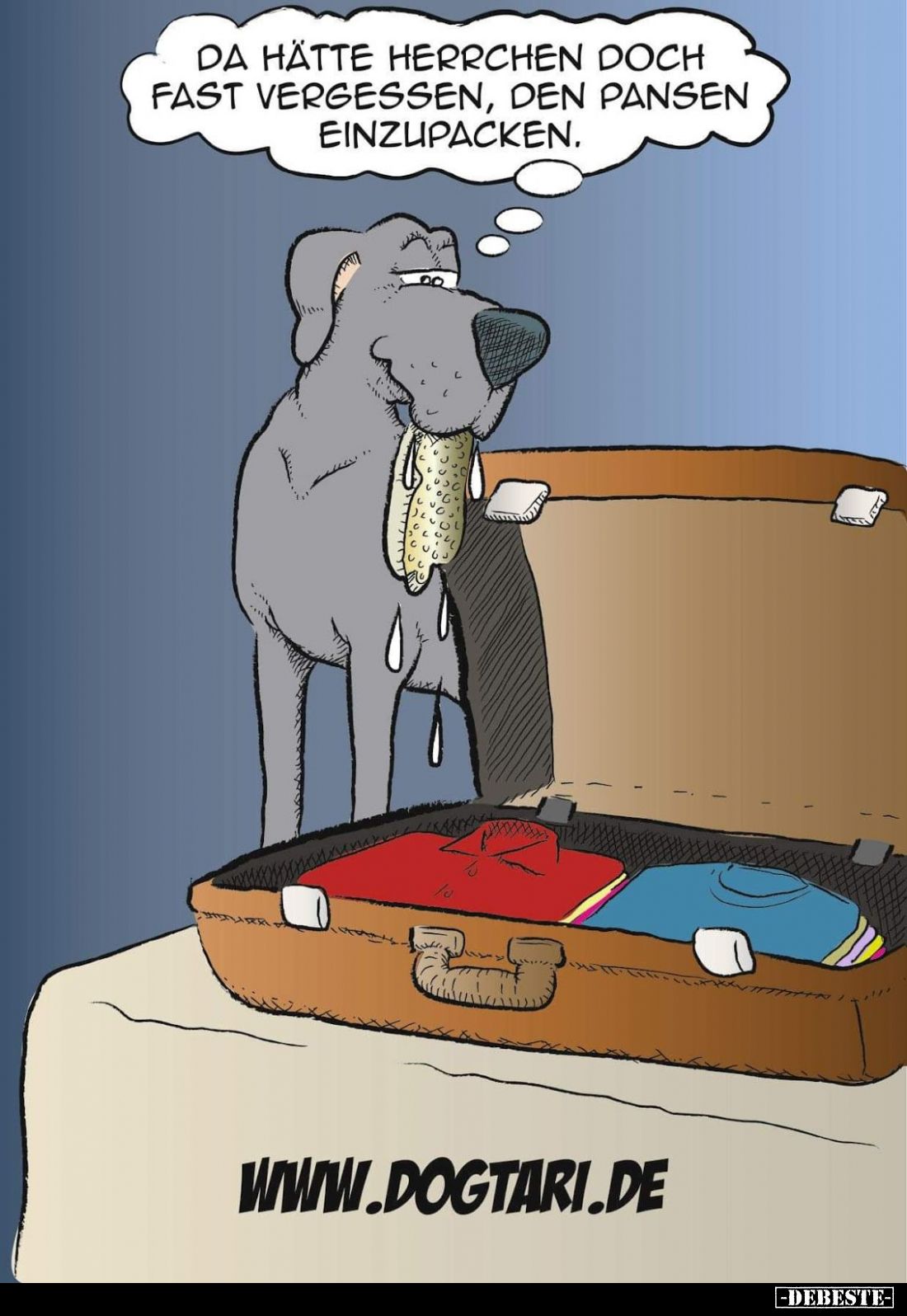 Da hätte Herrchen doch fast vergessen, den Pansen einzupacken.