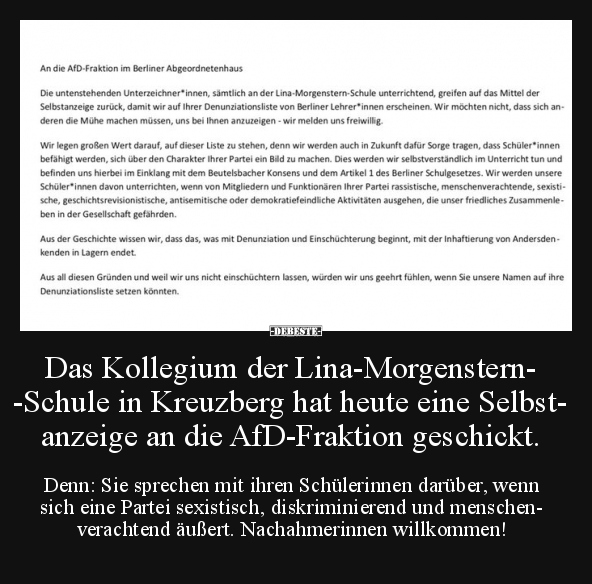Das Kollegium der Lina-MorgensternSchule in Kreuzberg..
