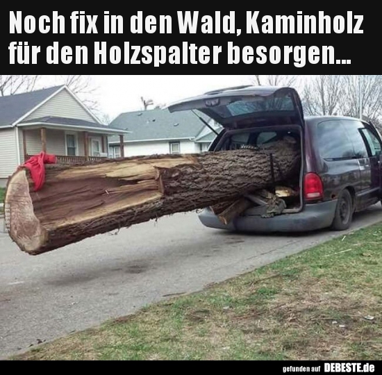 Noch fix in den Wald, Kaminholz für den Holzspalter.. - Lustige Bilder | DEBESTE.de
