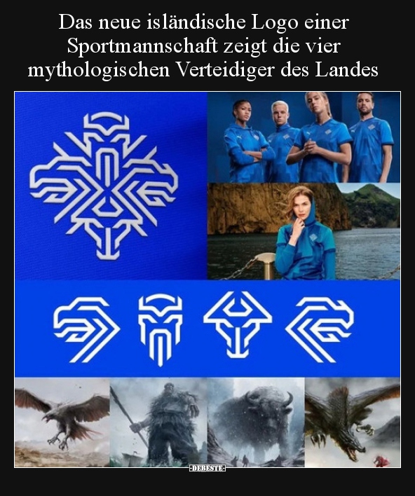 Das neue isländische Logo einer Sportmannschaft zeigt die..