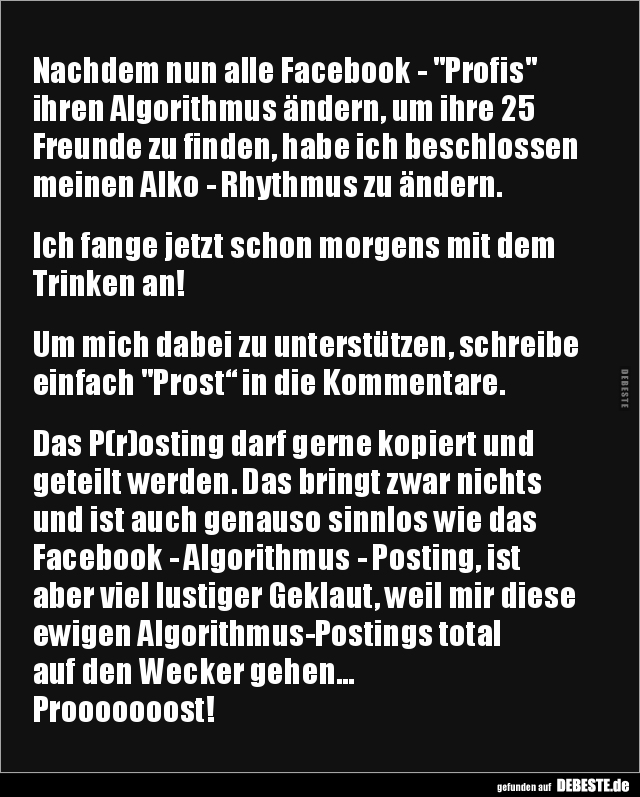 Nachdem nun alle Facebook - "Profis" ihren Algorithmus.. - Lustige Bilder | DEBESTE.de