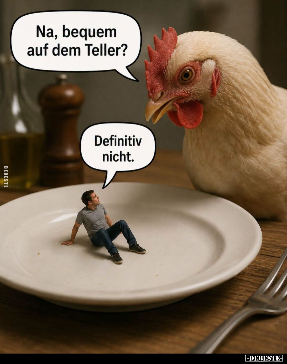 Na, bequem auf dem Teller? -

Definitiv nicht.