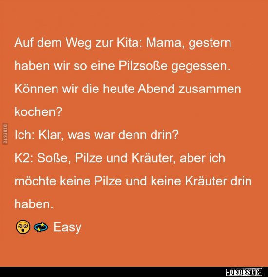 Kita, Mama, Heute, Abend, Kochen, Pilze