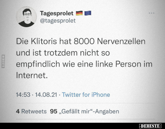 Die Kli*oris hat 8000 Nervenzellen und ist trotzdem nicht.. - Lustige Bilder | DEBESTE.de