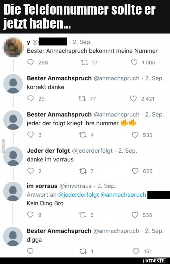 Die Telefonnummer sollte er jetzt haben...