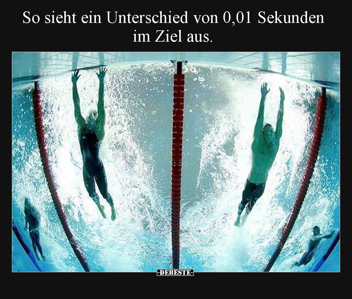 So sieht ein Unterschied von 0,01 Sekunden im Ziel aus.