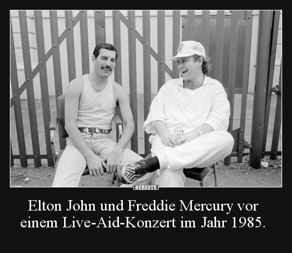 Elton John und Freddie Mercury vor einem Live-Aid-Konzert.. - Lustige Bilder | DEBESTE.de