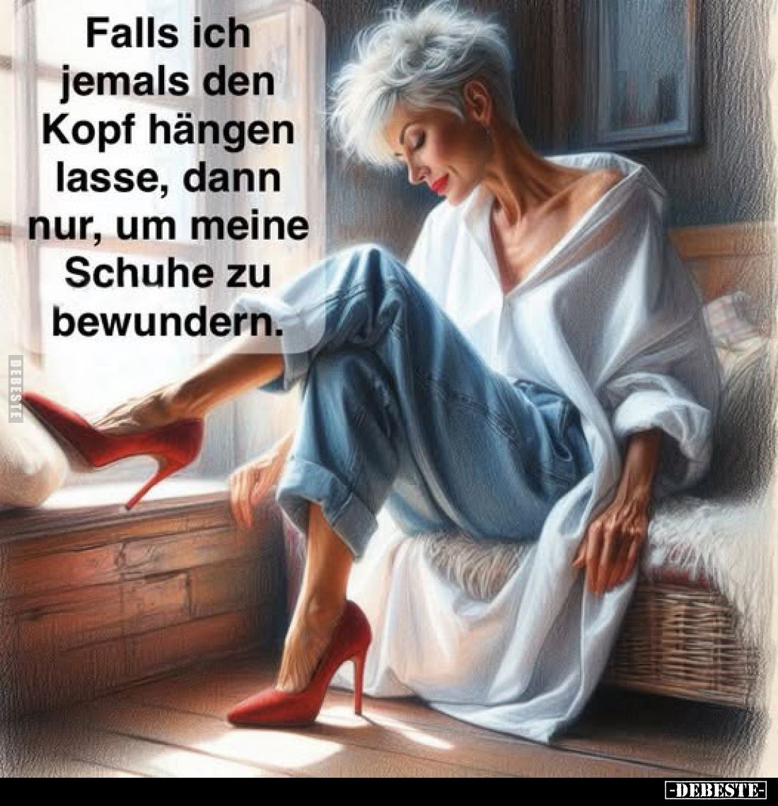 Falls ich jemals den Kopf hängen lasse, dann nur, um meine
Schuhe zu bewundern.