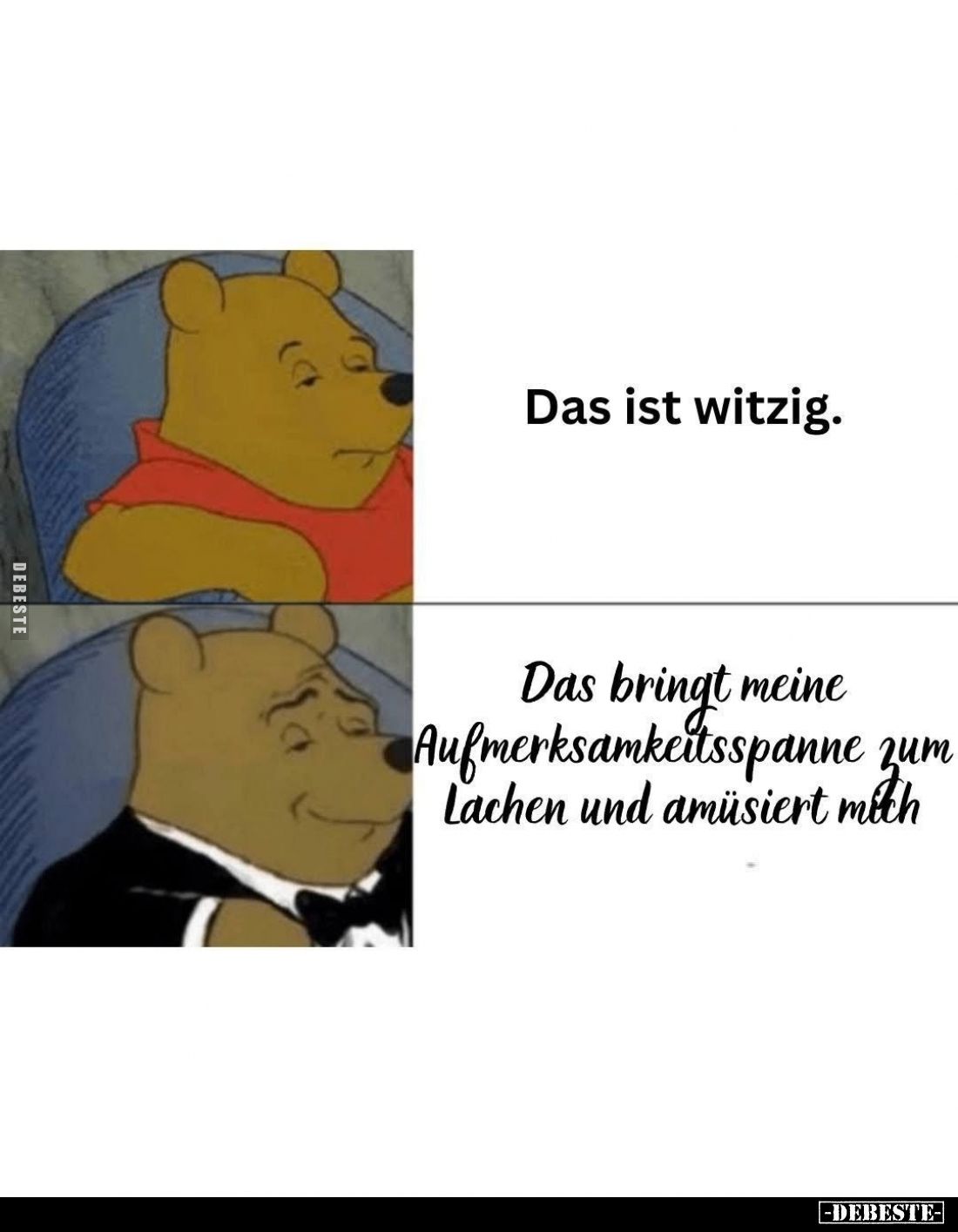 Das ist witzig. -
Das bringt meine Aufmerksamkeitsspanne zum Lachen und amüsiert mich.