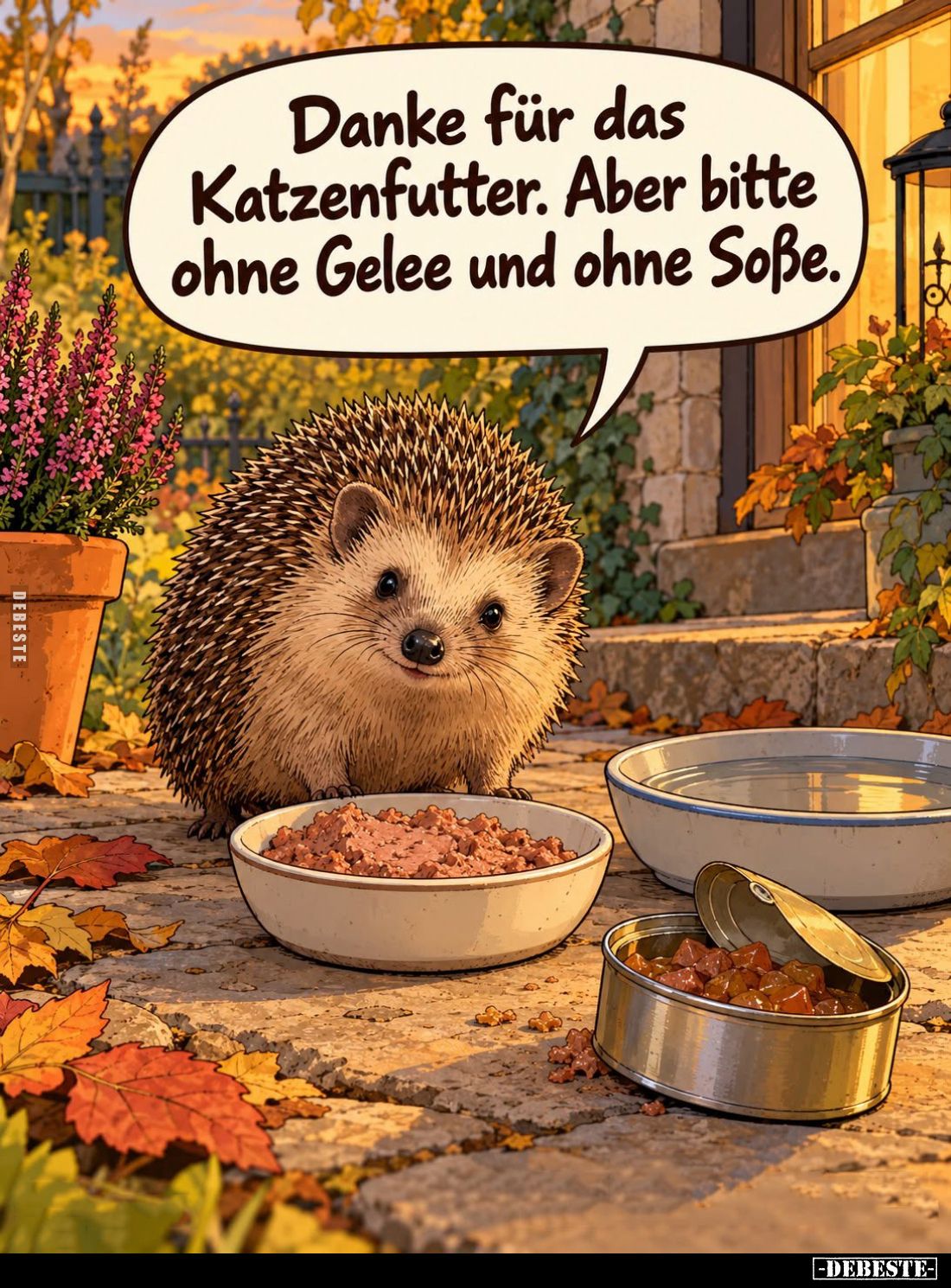 Danke für das Katzenfutter. Aber bitte ohne Gelee und ohne Soße.