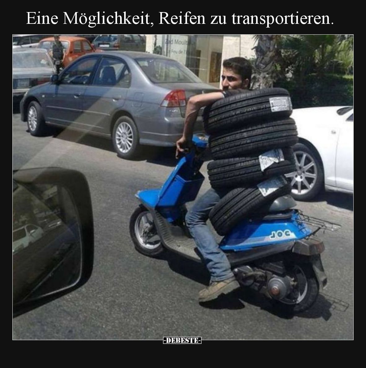Eine Möglichkeit, Reifen zu transportieren.