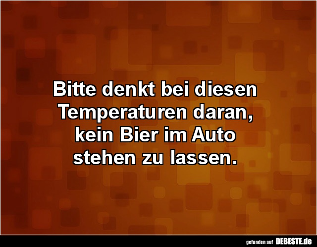 Bitte denkt bei diesen Temperaturen daran, kein Bier im Auto.. - Lustige Bilder | DEBESTE.de