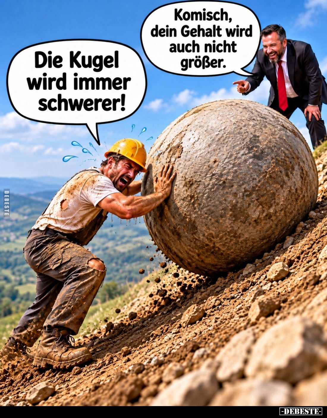 Komisch, dein Gehalt wird auch nicht größer. -
Die Kugel wird immer schwerer!