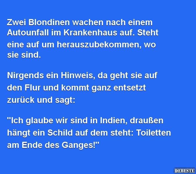 Zwei Blondinen wachen nach einem Autounfall im Krankenhaus - Lustige Bilder | DEBESTE.de