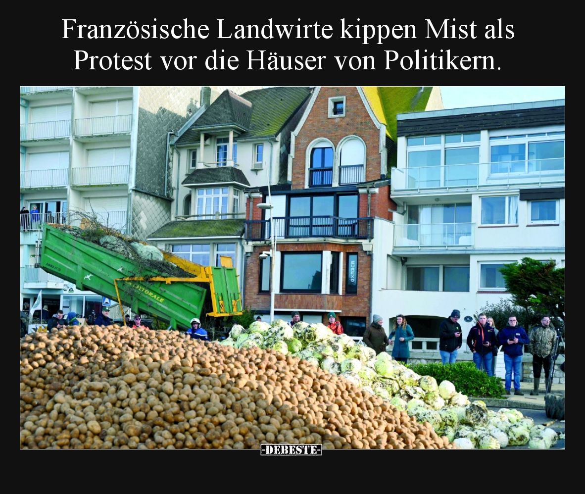 Französische Landwirte kippen Mist als Protest vor die Häuser von Politikern.