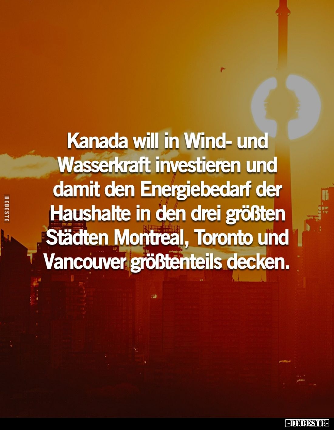 Kanada will in Wind- und Wasserkraft investieren und damit den Energiebedarf der Haushalte in den drei größten Städten Montre...