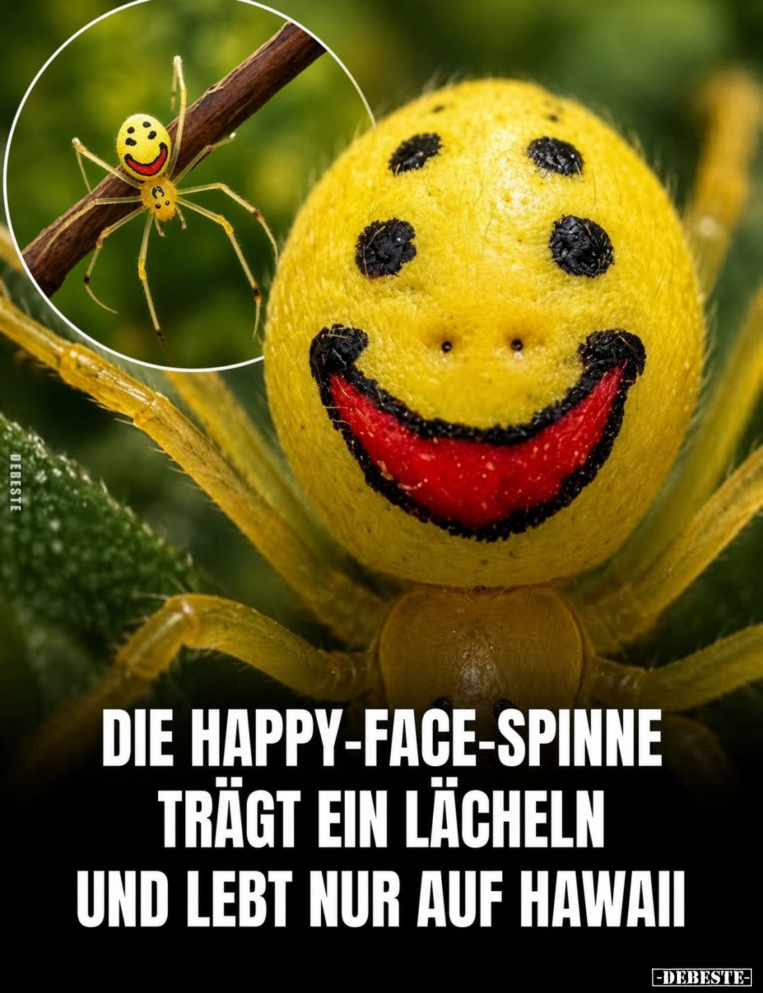 Die Happy-Face-Spinne trägt ein Lächeln und lebt nur auf Hawaii.