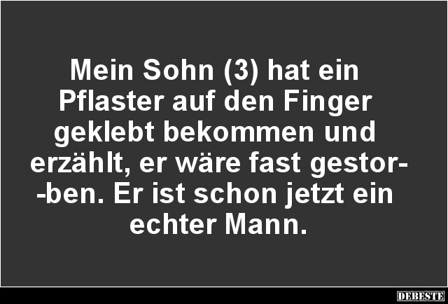 Mein Sohn (3) hat ein Pflaster auf den Finger.. - Lustige Bilder | DEBESTE.de