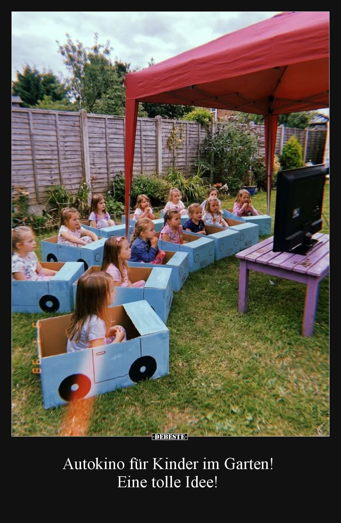 Autokino für Kinder im Garten! Eine tolle Idee!