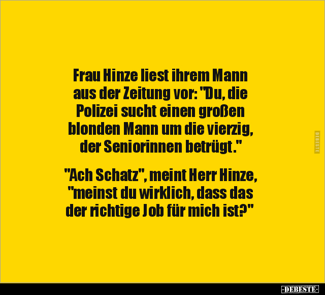 Frau Hinze liest ihrem Mann aus der Zeitung vor: "Du.." - Lustige Bilder | DEBESTE.de