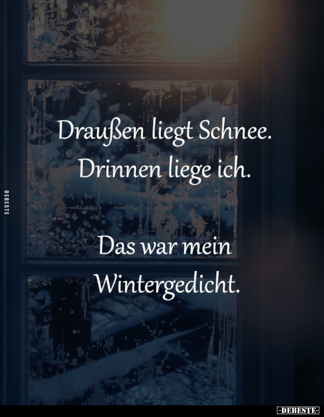 Draußen liegt Schnee. 
Drinnen liege ich. 

Das war mein 
Wintergedicht.