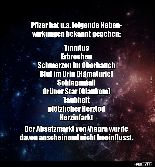Pfizer hat u.a. folgende Nebenwirkungen bekannt.. - Lustige Bilder | DEBESTE.de