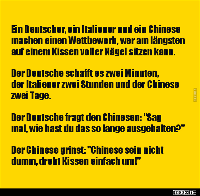 Ein Deutscher, ein Italiener und ein Chinese machen einen.. - Lustige Bilder | DEBESTE.de