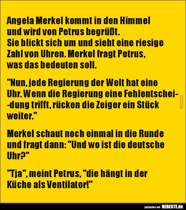 Angela Merkel kommt in den Himmel und wird von Petrus.. - Lustige Bilder | DEBESTE.de