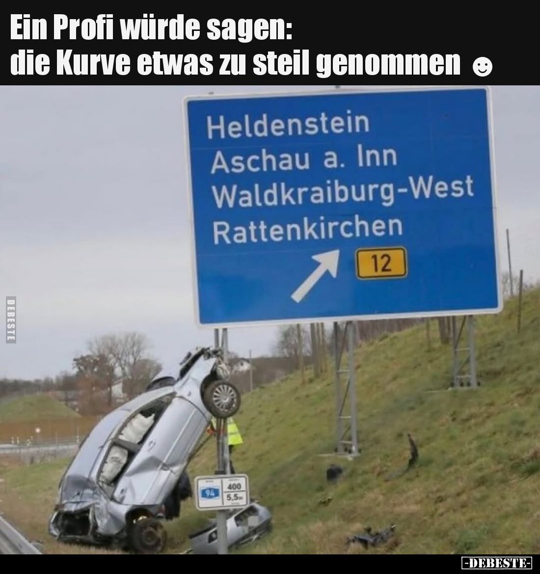 Ein Profi würde sagen: die Kurve etwas zu steil genommen.