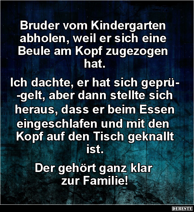 Bruder vom Kindergarten abholen, weil er sich eine Beule.. - Lustige Bilder | DEBESTE.de