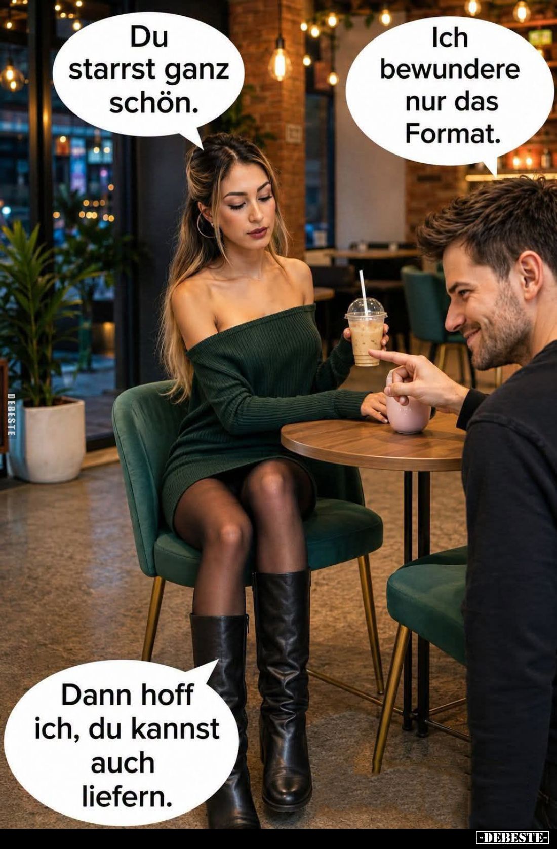 Du starrst ganz schön. -
Ich bewundere nur das Format.
-
Dann hoff ich, du kannst auch liefern.