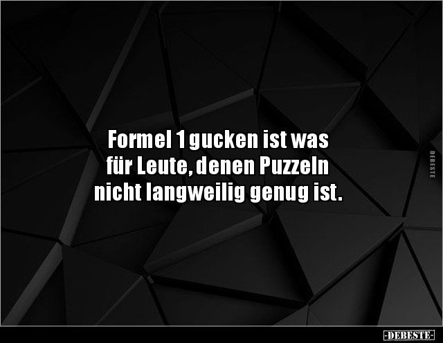 Formel 1 gucken ist was für Leute, denen Puzzeln.. - Lustige Bilder | DEBESTE.de