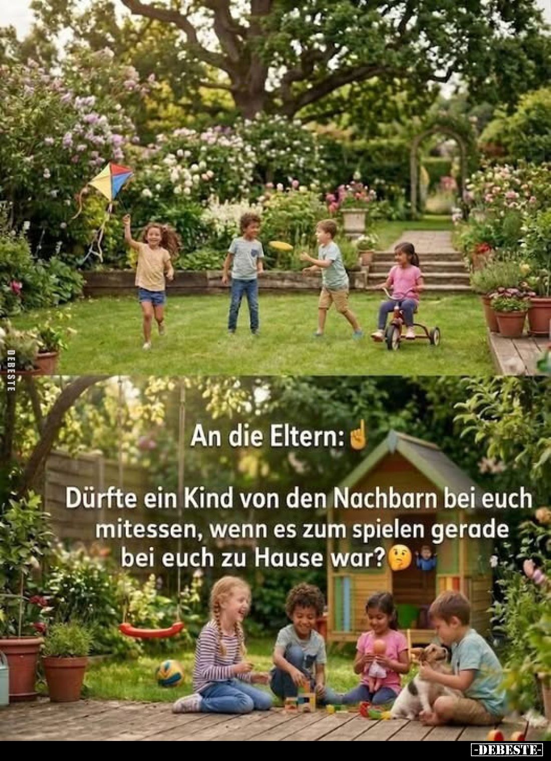 An die Eltern:
Dürfte ein Kind von den Nachbarn bei euch mitessen, wenn es zum spielen gerade bei euch zu Hause war?