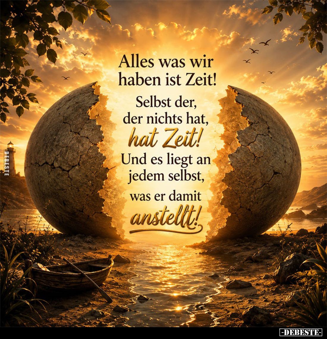 Alles was wir haben ist Zeit!
Selbst der, der nichts hat, hat Zeit! Und es liegt an jedem selbst, was er damit anstellt!