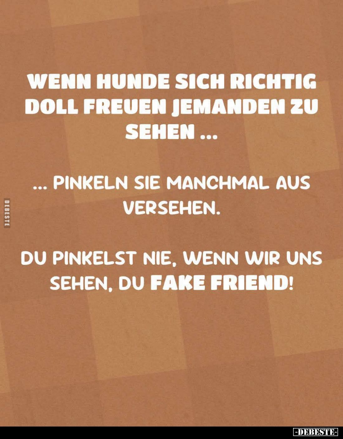 Wenn Hunde sich richtig doll freuen jemanden zu sehen...
Pinkeln sie manchmal aus Versehen.
Du pinkelst nie, wenn wir uns s...