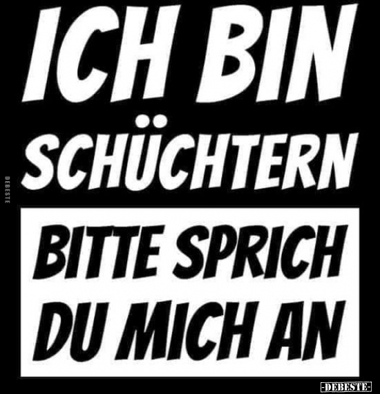Ich bin schüchtern,
bitte sprich du mich an