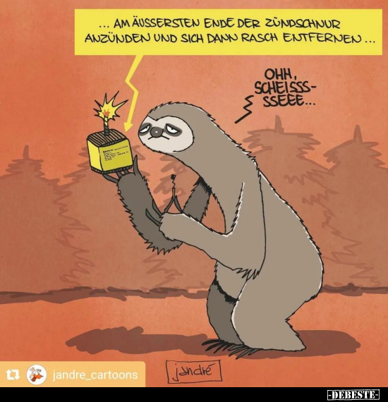 ...Am äussersten Ende der Zündschnur anzünden und sich dann rasch entfernen...
Ohh, scheissssee...