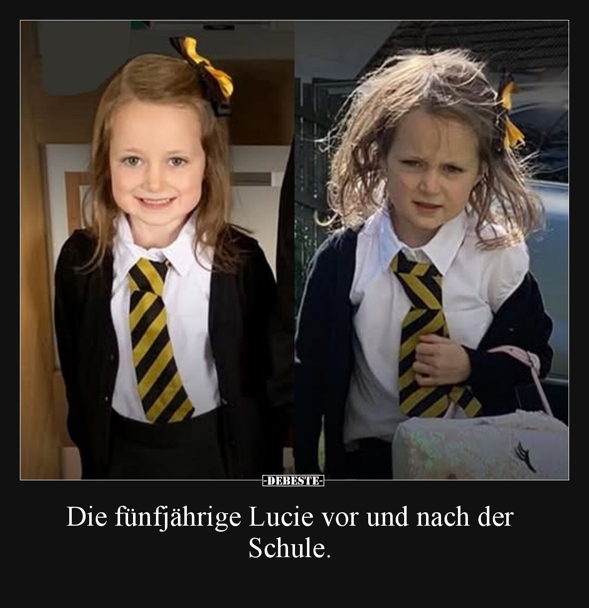 Die fünfjährige Lucie vor und nach der Schule... - Lustige Bilder | DEBESTE.de